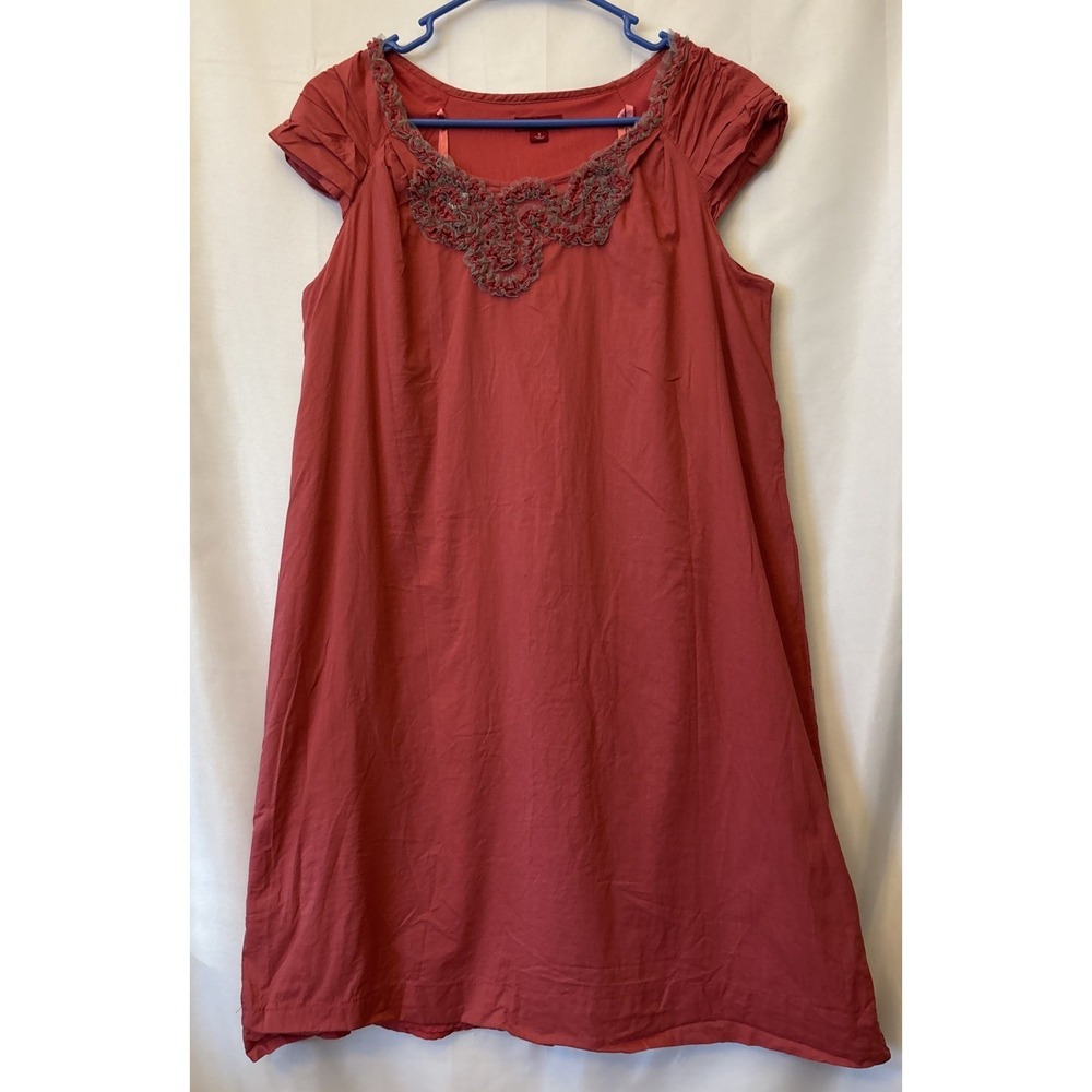 Merona Sleeveless 100% Cotton Round Neck Cap Sleeve Dress Women's Rust Size S